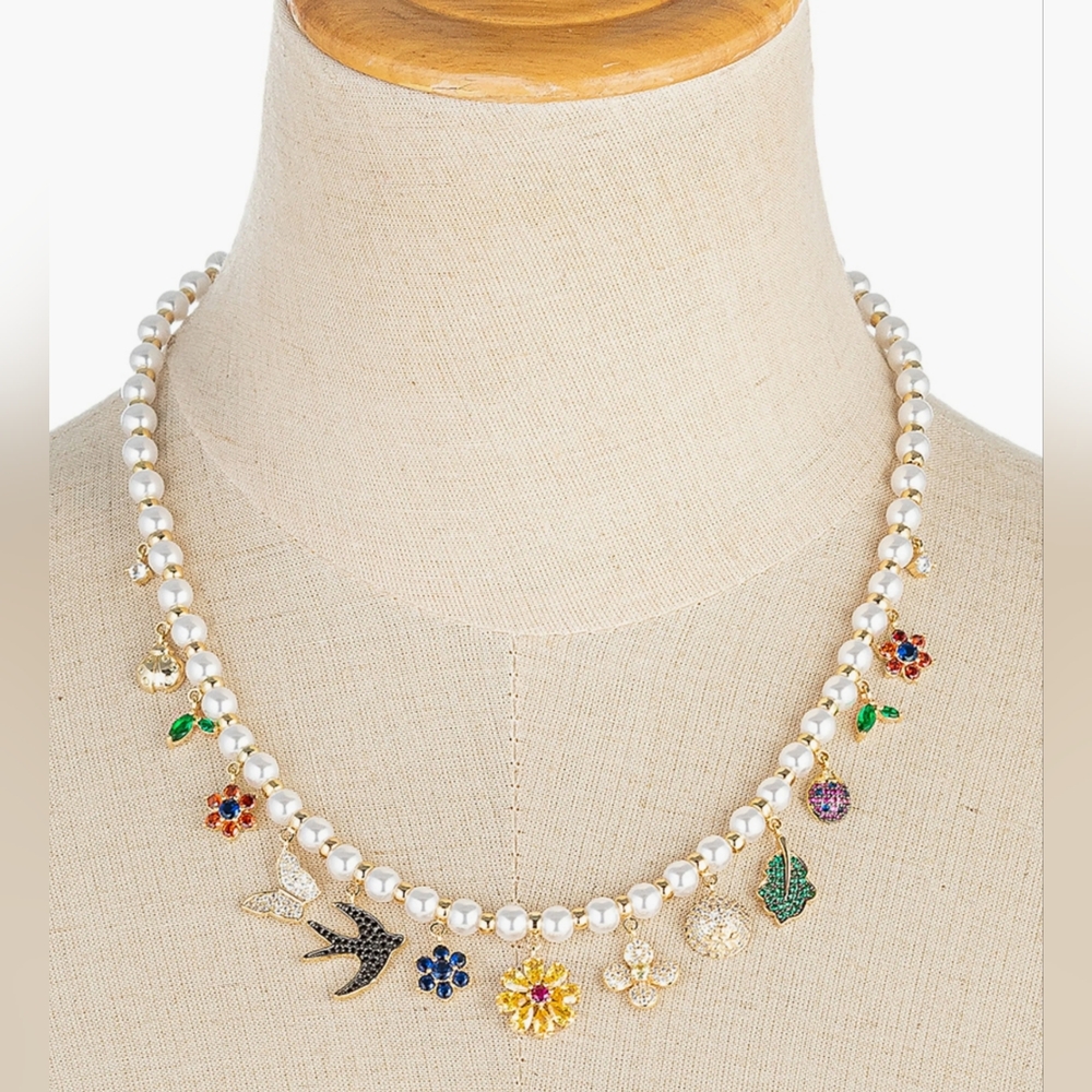 Eye Candy LA Juliet Charm and Imitation Pearl Necklace NWT